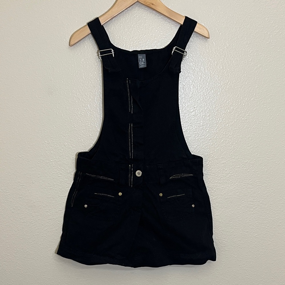 Zara Kids Black Denim Overalls Dress